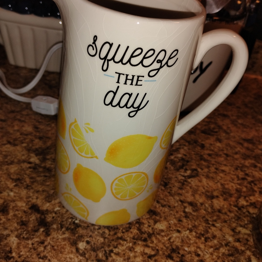 Lemon Print Ceramic Pitcher